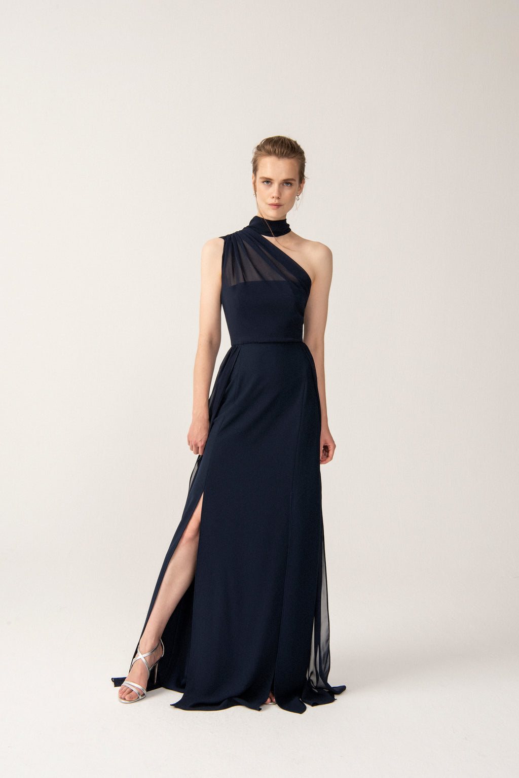 SELIIN NAVY ONE SHOULDER DRESS ...